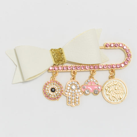 Shema Israel White Bow Pin for girls