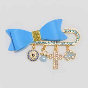 Cross Blue Bow Pin for boys