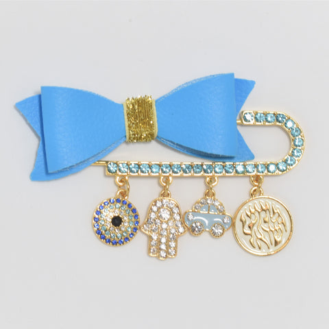 Shema Israel Blue Bow Pin for boys