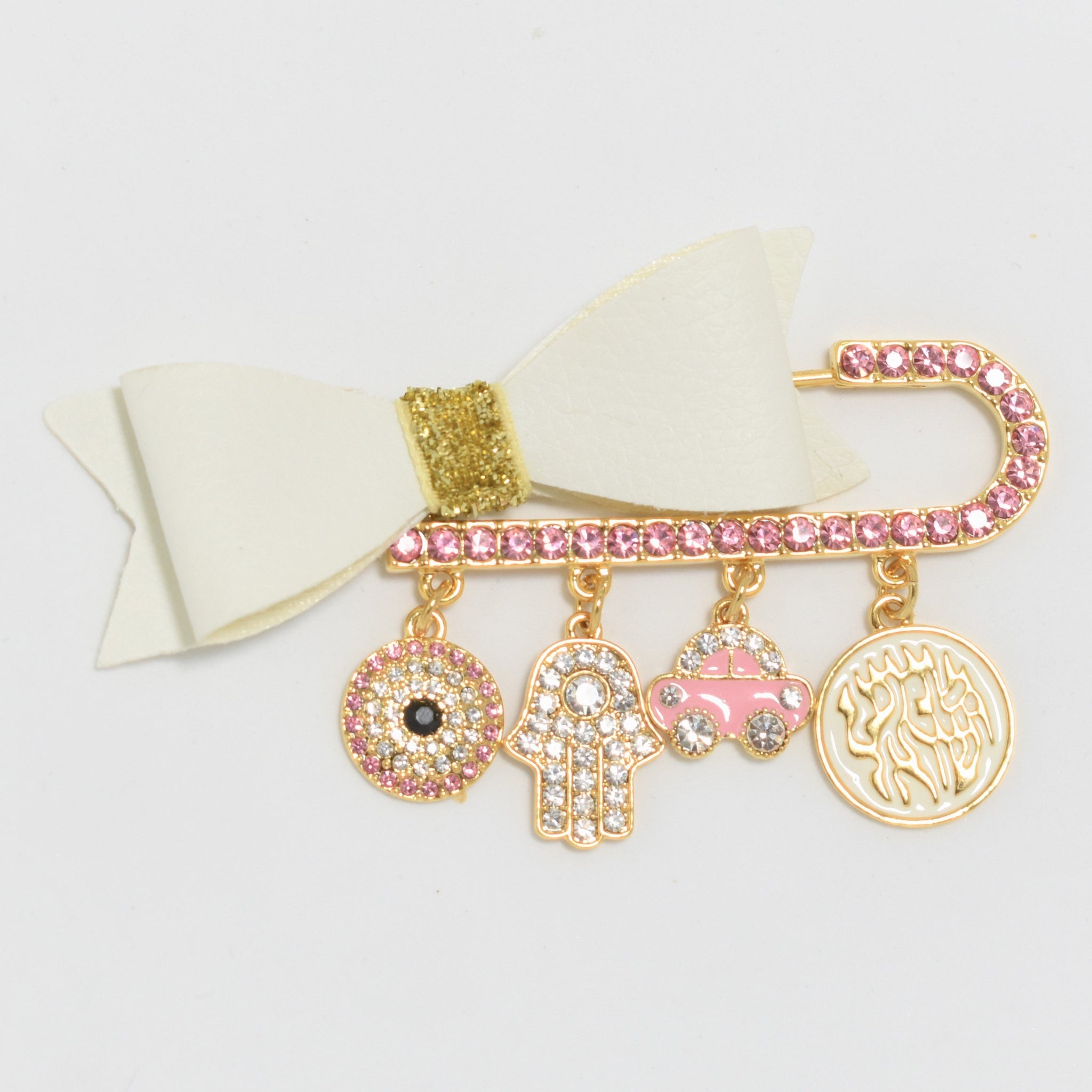 Shema Israel White Bow Pin for girls