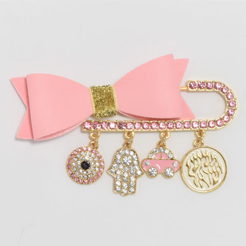 Shema Israel Pink Bow Pin for girls