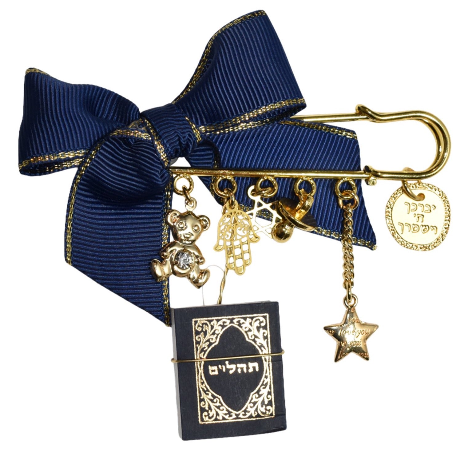 Navy and Gold Stripes Tehilim Pin