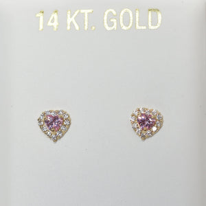 Lavender Heart Earrings 14K Gold