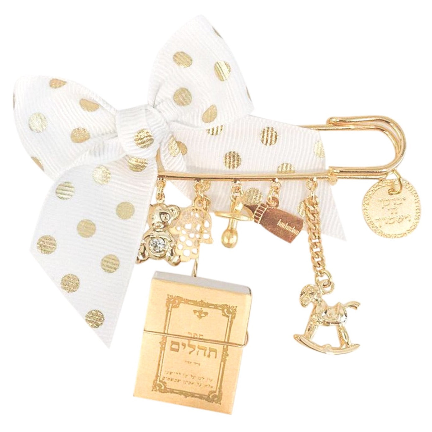 White Polka Dot Tehilim Pin
